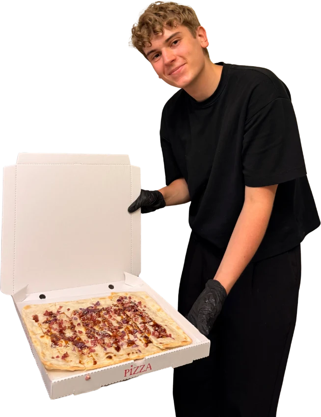 Flammkuchen frisch aus der Schachtel